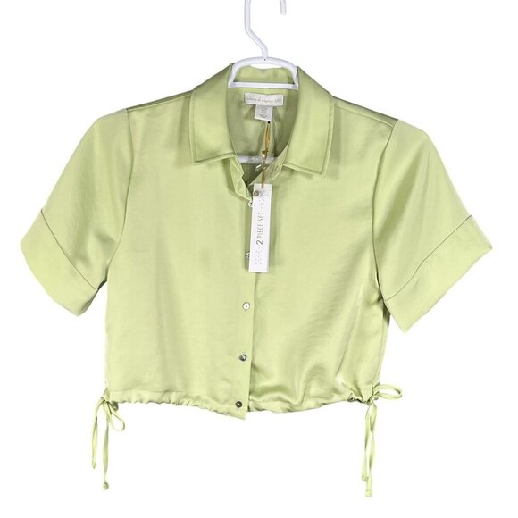 House Of Harlow 1960 NWT S Kelly Green 2 Piece Set Crop Top Wide Leg Pant Hippie - Picture 3 of 16